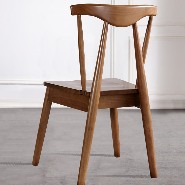 Silla auxiliar de comedor de estilo escandinavo de madera, silla auxiliar de comedor casera sin brazos