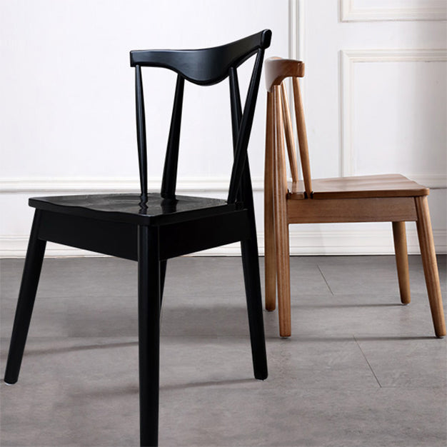 Silla auxiliar de comedor de estilo escandinavo de madera, silla auxiliar de comedor casera sin brazos