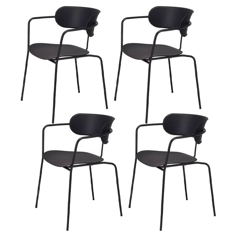 Industrial Metal Balcony Arm Chair Matte Finish Open Back Dining Chair (Set of 4)