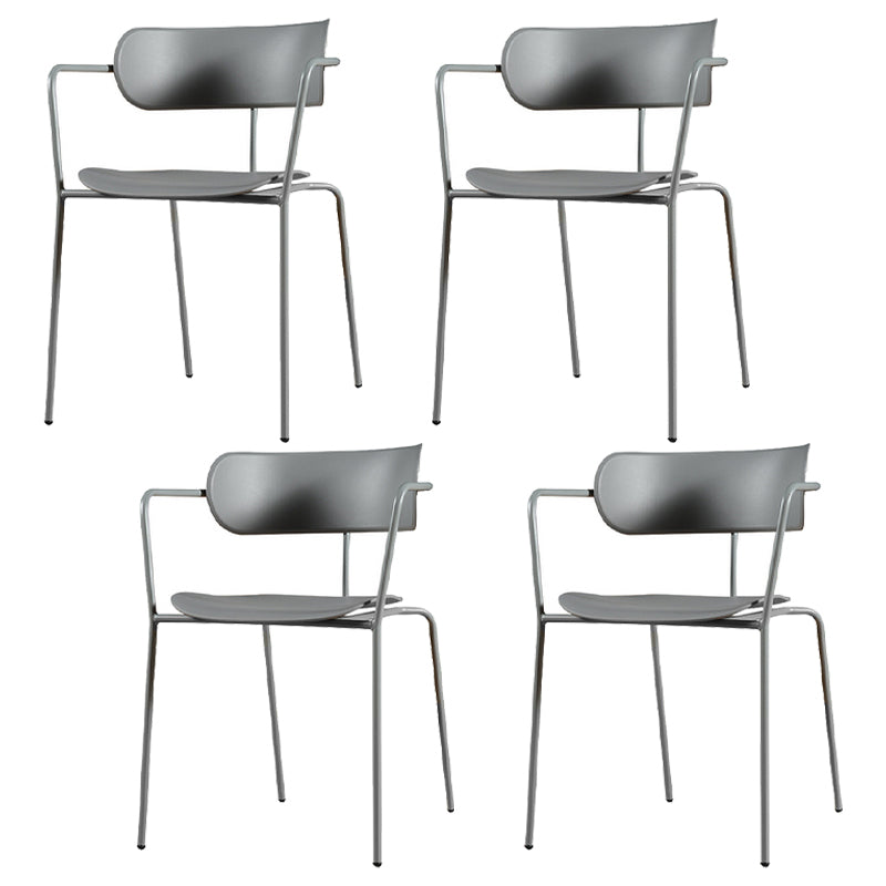 Industrial Metal Balcony Arm Chair Matte Finish Open Back Dining Chair (Set of 4)