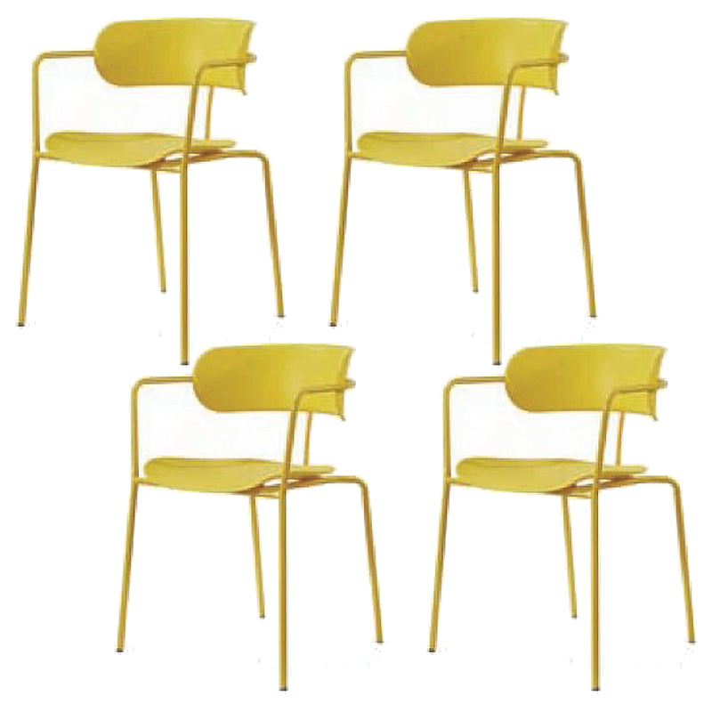 Industrial Metal Balcony Arm Chair Matte Finish Open Back Dining Chair (Set of 4)