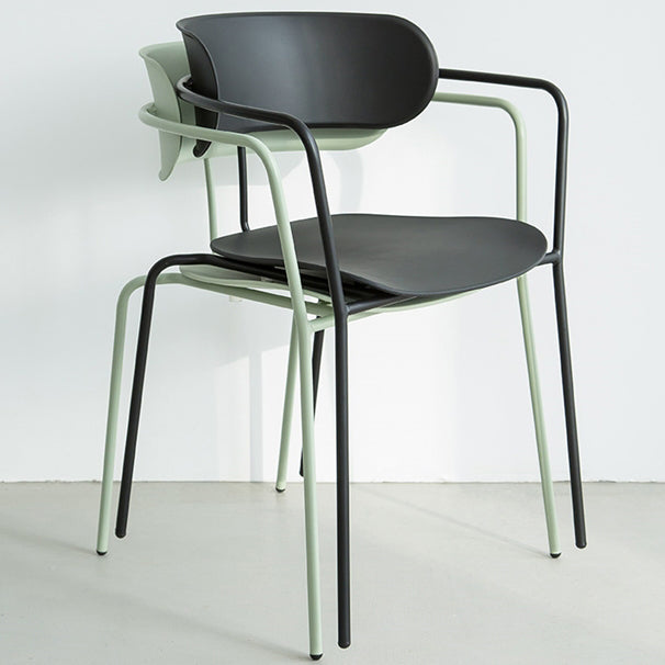 Industrial Metal Balcony Arm Chair Matte Finish Open Back Dining Chair (Set of 4)