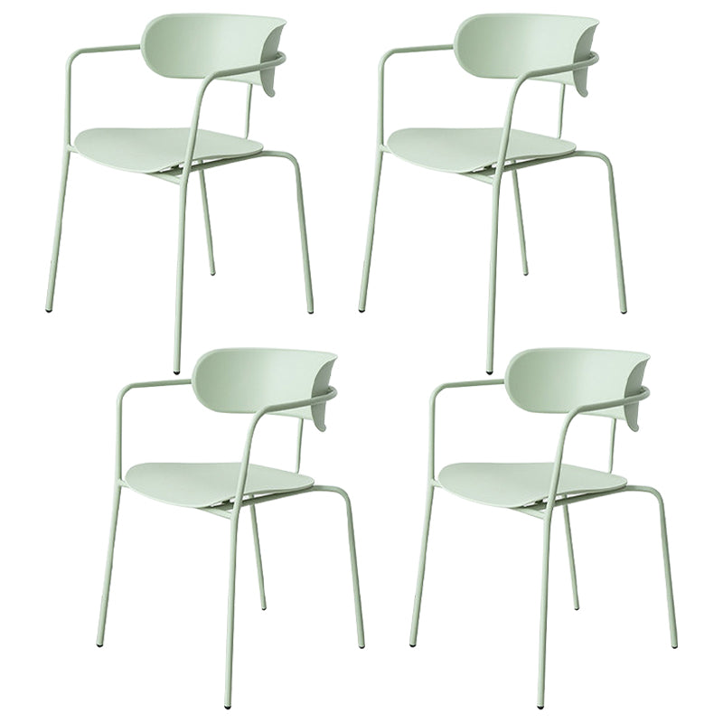 Industrial Metal Balcony Arm Chair Matte Finish Open Back Dining Chair (Set of 4)