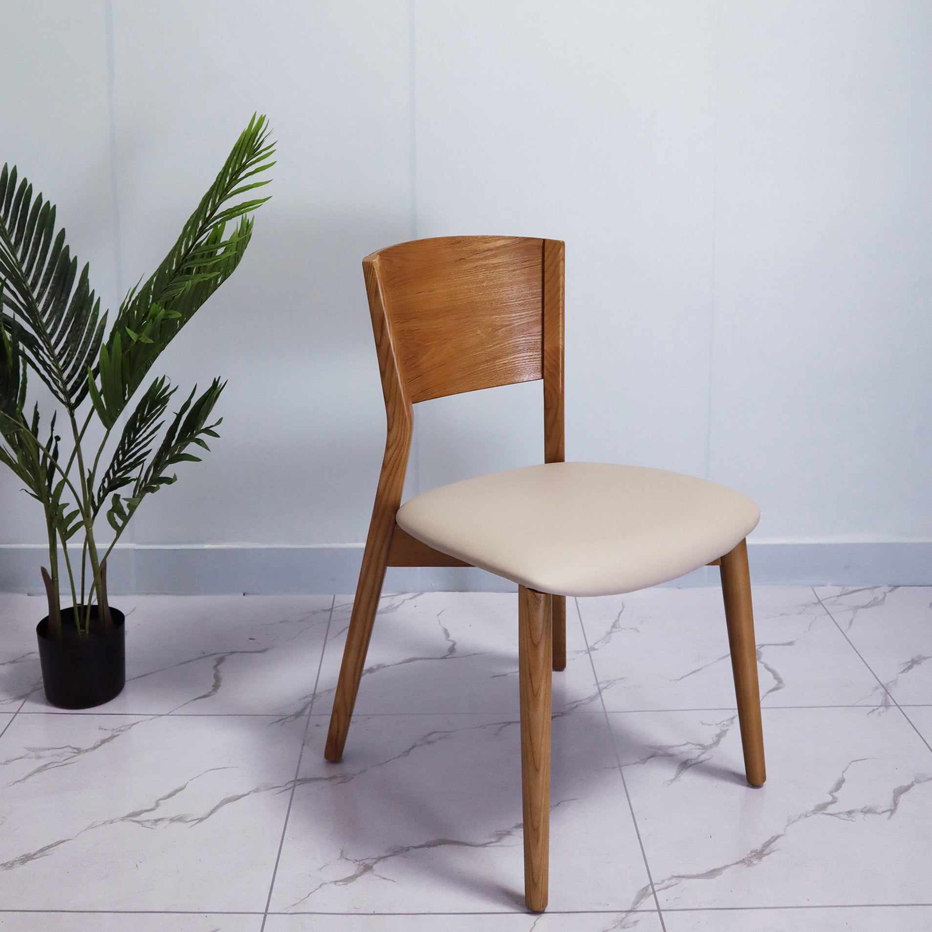 Chaise d'appoint industrielle en bois de chêne, finition mate, chaise de salle à manger à dossier ouvert (Ensemble de 2)
