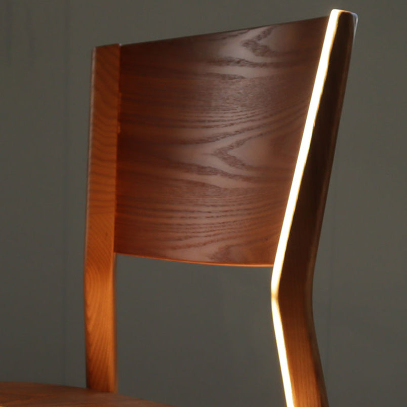 Chaise d'appoint industrielle en bois de chêne, finition mate, chaise de salle à manger à dossier ouvert (Ensemble de 2)