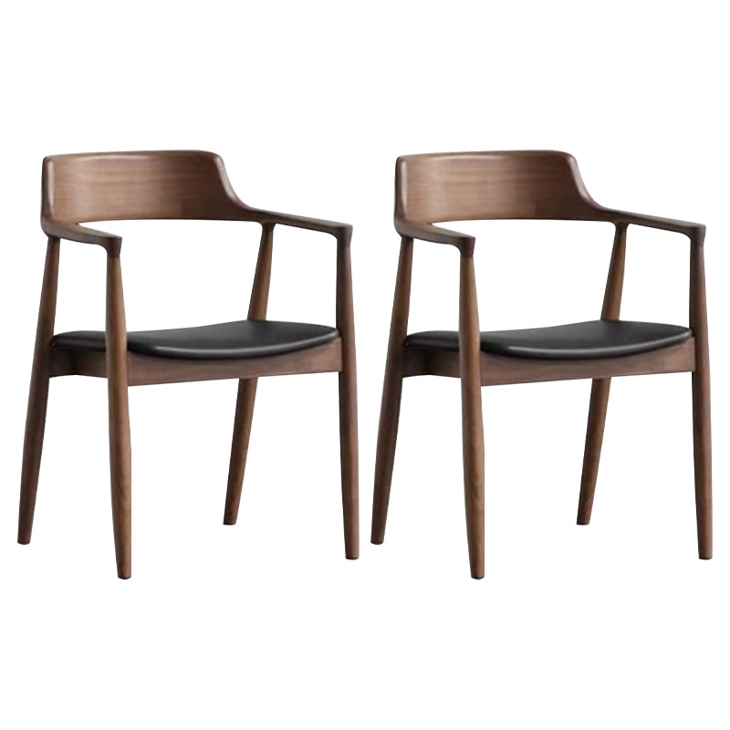 Chaise contemporaine avec accoudoirs ouverts en frêne, chaise de salle à manger rembourrée en noyer (Ensemble de 2)