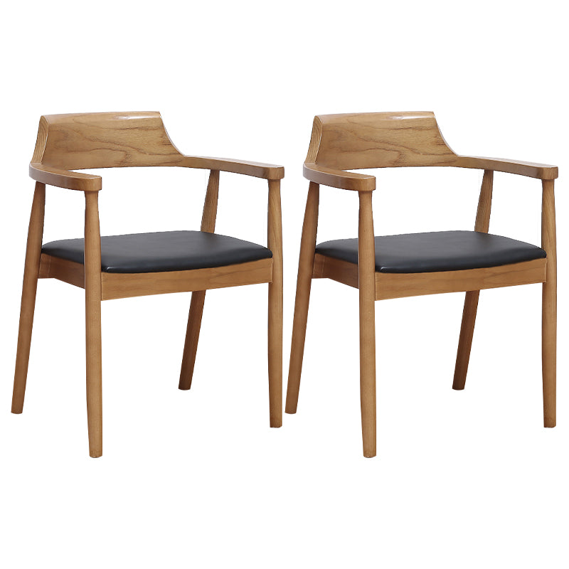 Chaise contemporaine avec accoudoirs ouverts en frêne, chaise de salle à manger rembourrée en noyer (Ensemble de 2)