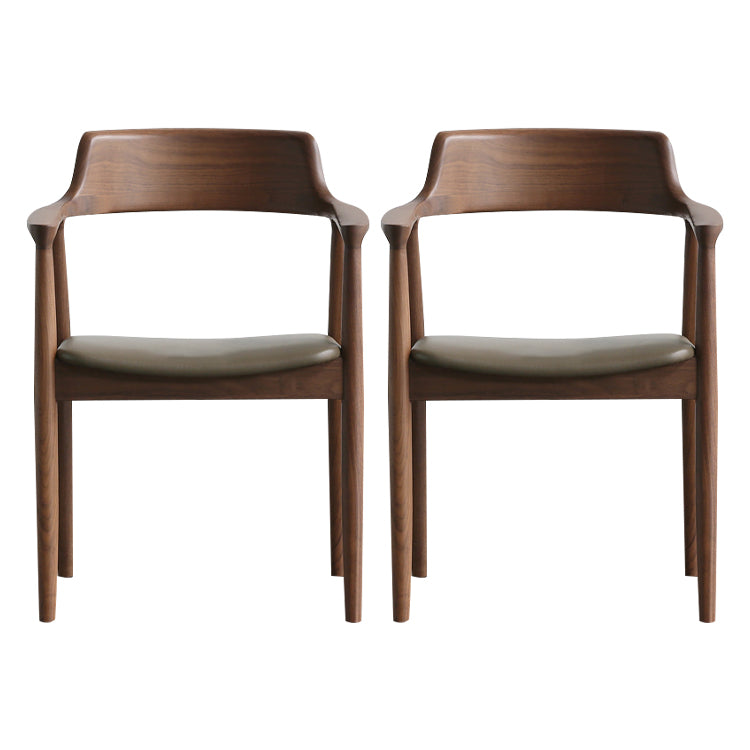 Chaise contemporaine avec accoudoirs ouverts en frêne, chaise de salle à manger rembourrée en noyer (Ensemble de 2)