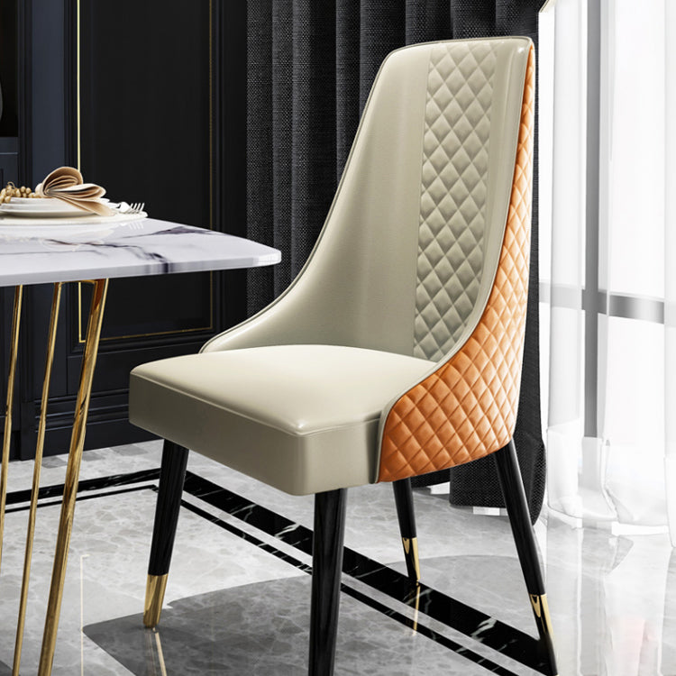 Scandinavian Style Metal Chair Dining Room Solid Back Side Chairs (Set of 2)