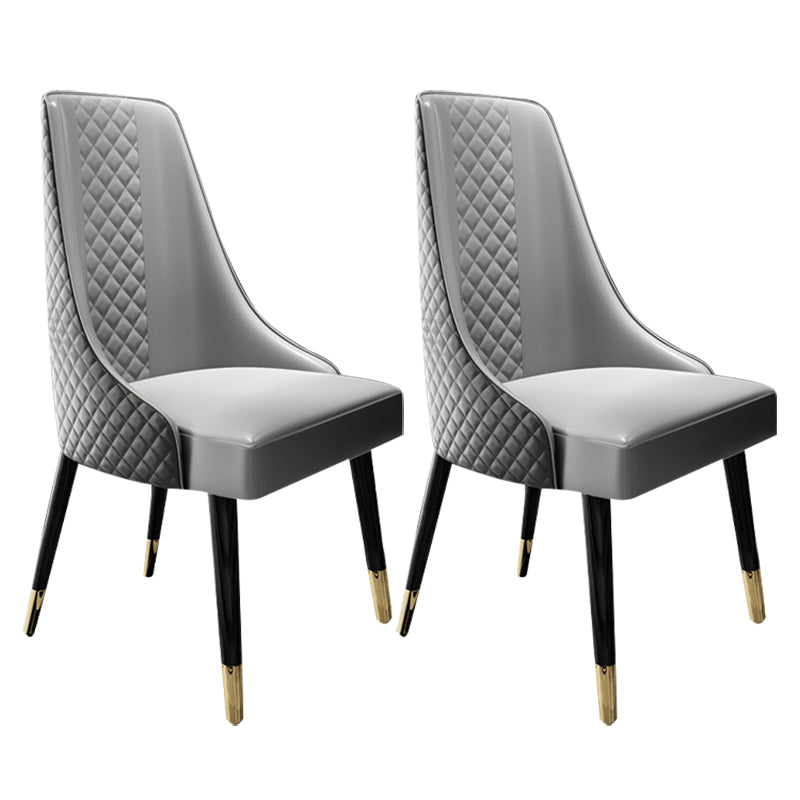 Scandinavian Style Metal Chair Dining Room Solid Back Side Chairs (Set of 2)