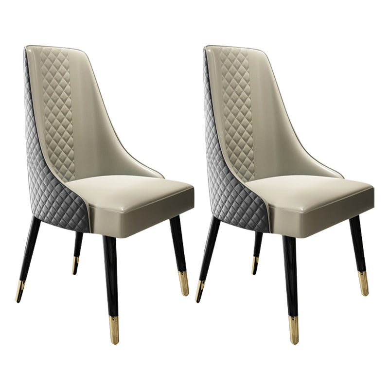 Scandinavian Style Metal Chair Dining Room Solid Back Side Chairs (Set of 2)