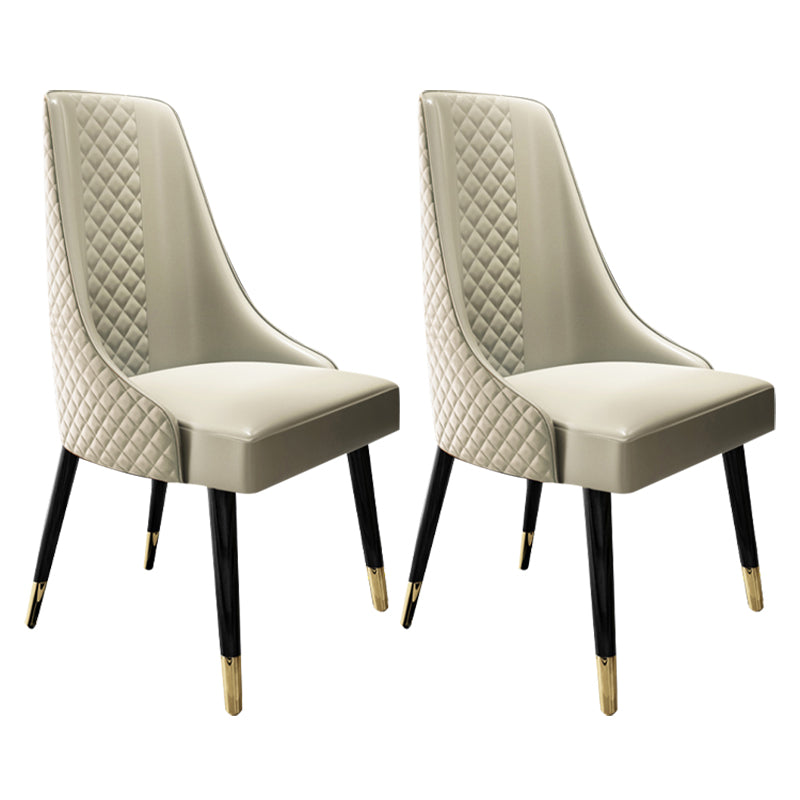 Scandinavian Style Metal Chair Dining Room Solid Back Side Chairs (Set of 2)