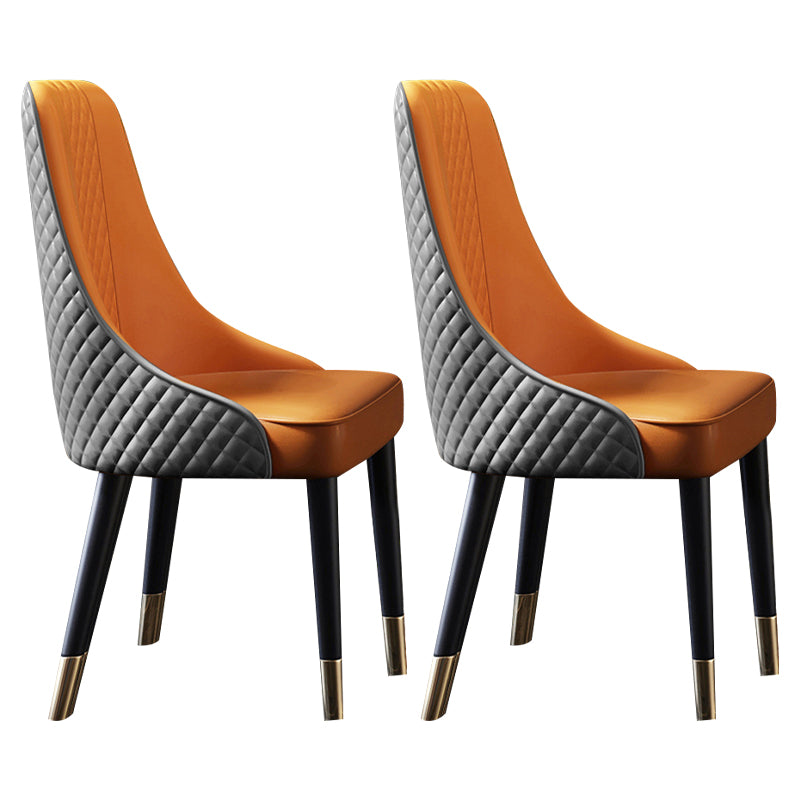 Scandinavian Style Metal Chair Dining Room Solid Back Side Chairs (Set of 2)
