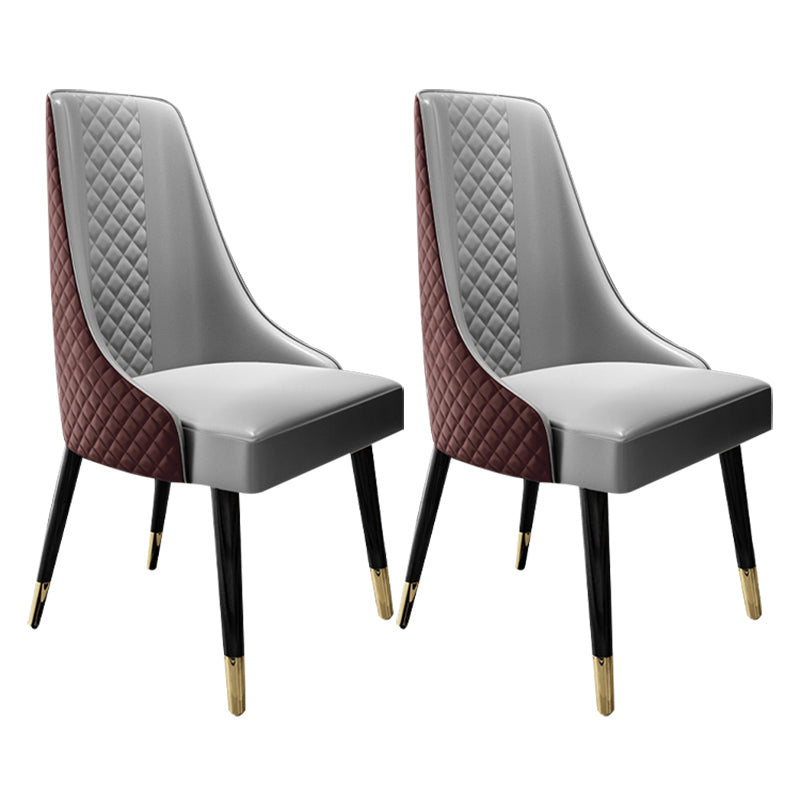 Scandinavian Style Metal Chair Dining Room Solid Back Side Chairs (Set of 2)