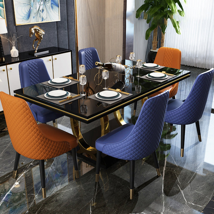 Scandinavian Style Metal Chair Dining Room Solid Back Side Chairs (Set of 2)