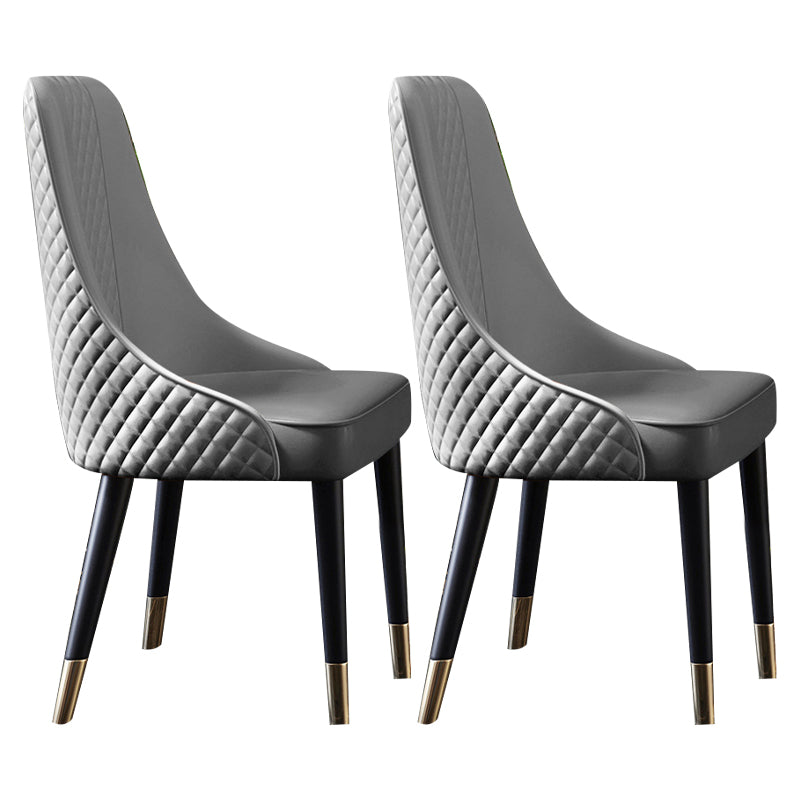 Scandinavian Style Metal Chair Dining Room Solid Back Side Chairs (Set of 2)