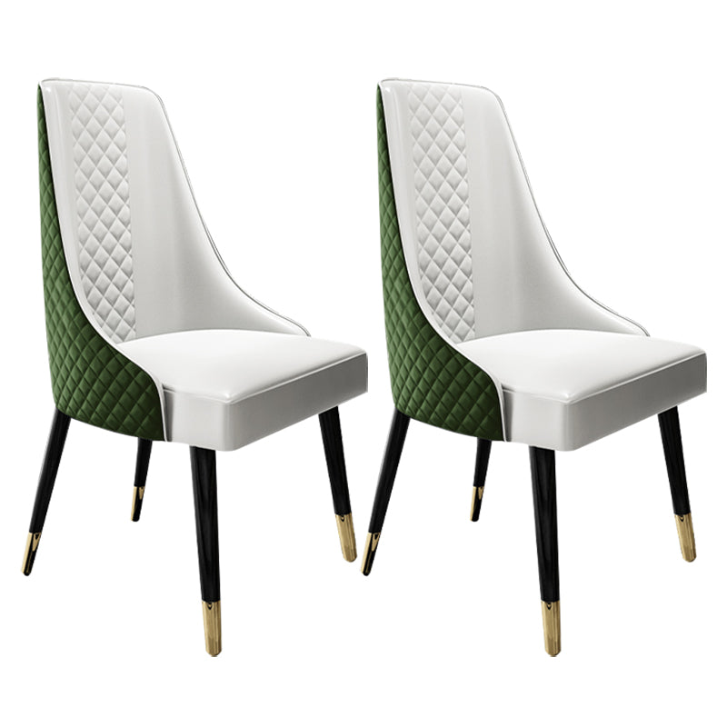 Scandinavian Style Metal Chair Dining Room Solid Back Side Chairs (Set of 2)