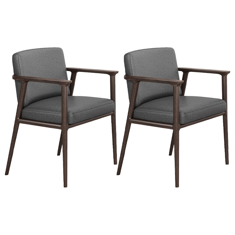 Traditional Solid Back Dining Armchair Upholstered Arm Chairs with Wood Legs