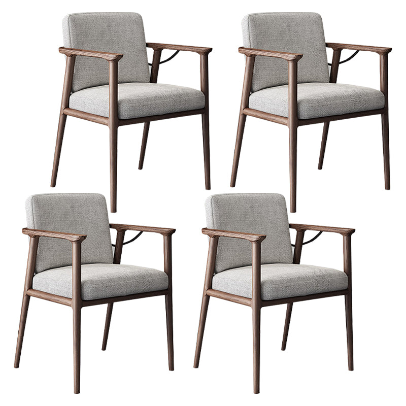 Traditional Solid Back Dining Armchair Upholstered Arm Chairs with Wood Legs