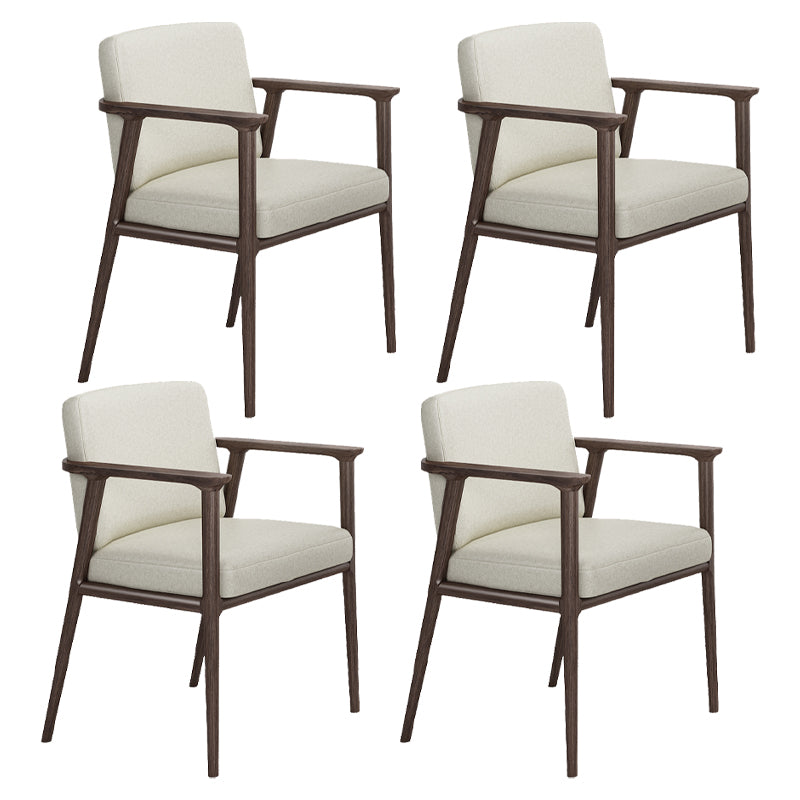 Traditional Solid Back Dining Armchair Upholstered Arm Chairs with Wood Legs