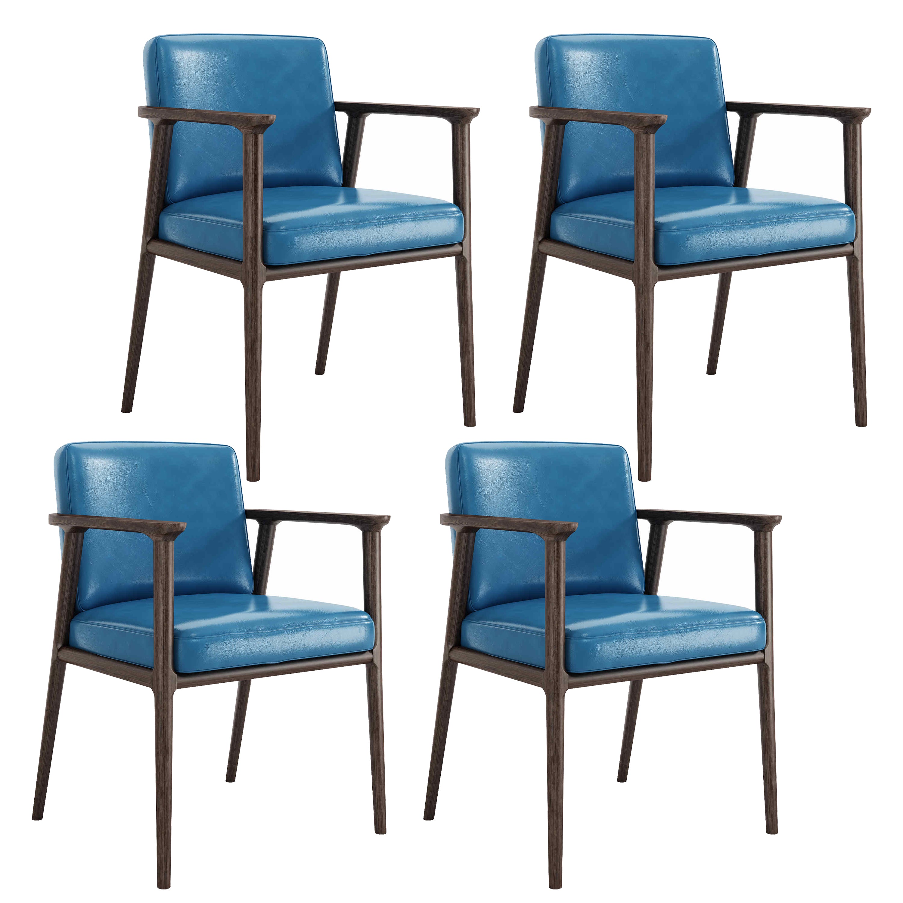 Traditional Solid Back Dining Armchair Upholstered Arm Chairs with Wood Legs