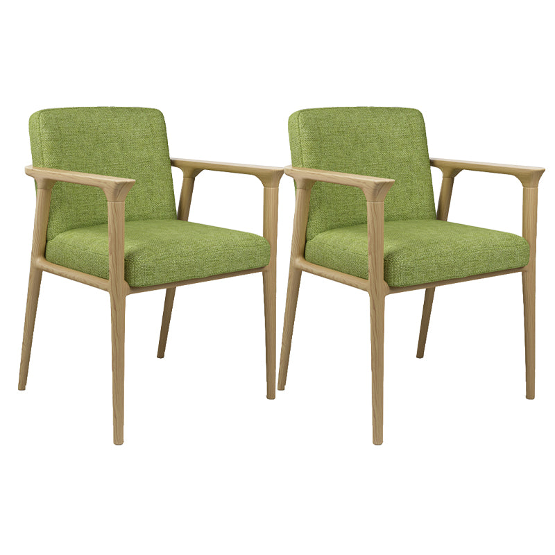 Traditional Solid Back Dining Armchair Upholstered Arm Chairs with Wood Legs