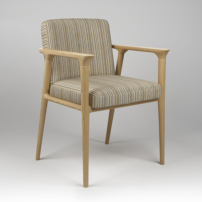 Traditional Solid Back Dining Armchair Upholstered Arm Chairs with Wood Legs