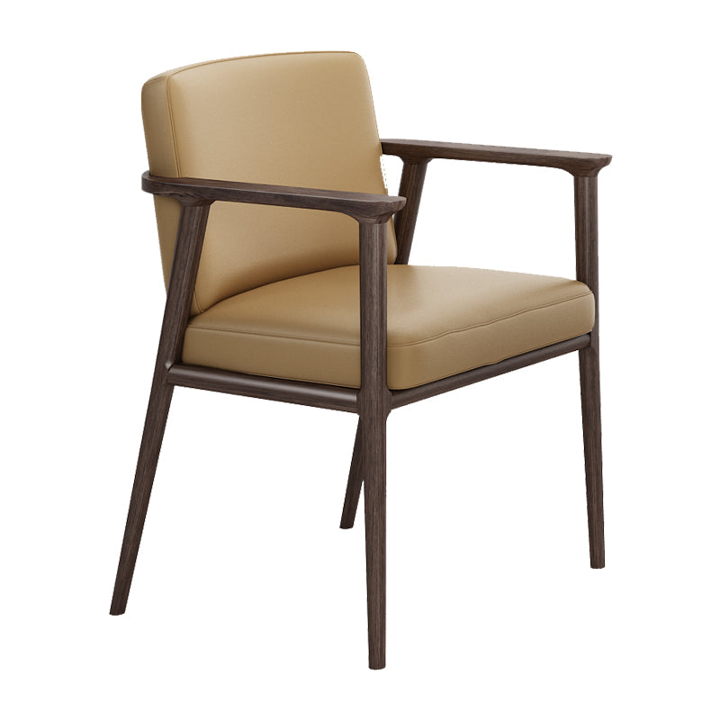 Traditional Solid Back Dining Armchair Upholstered Arm Chairs with Wood Legs