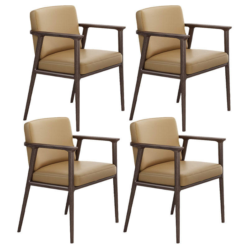 Traditional Solid Back Dining Armchair Upholstered Arm Chairs with Wood Legs