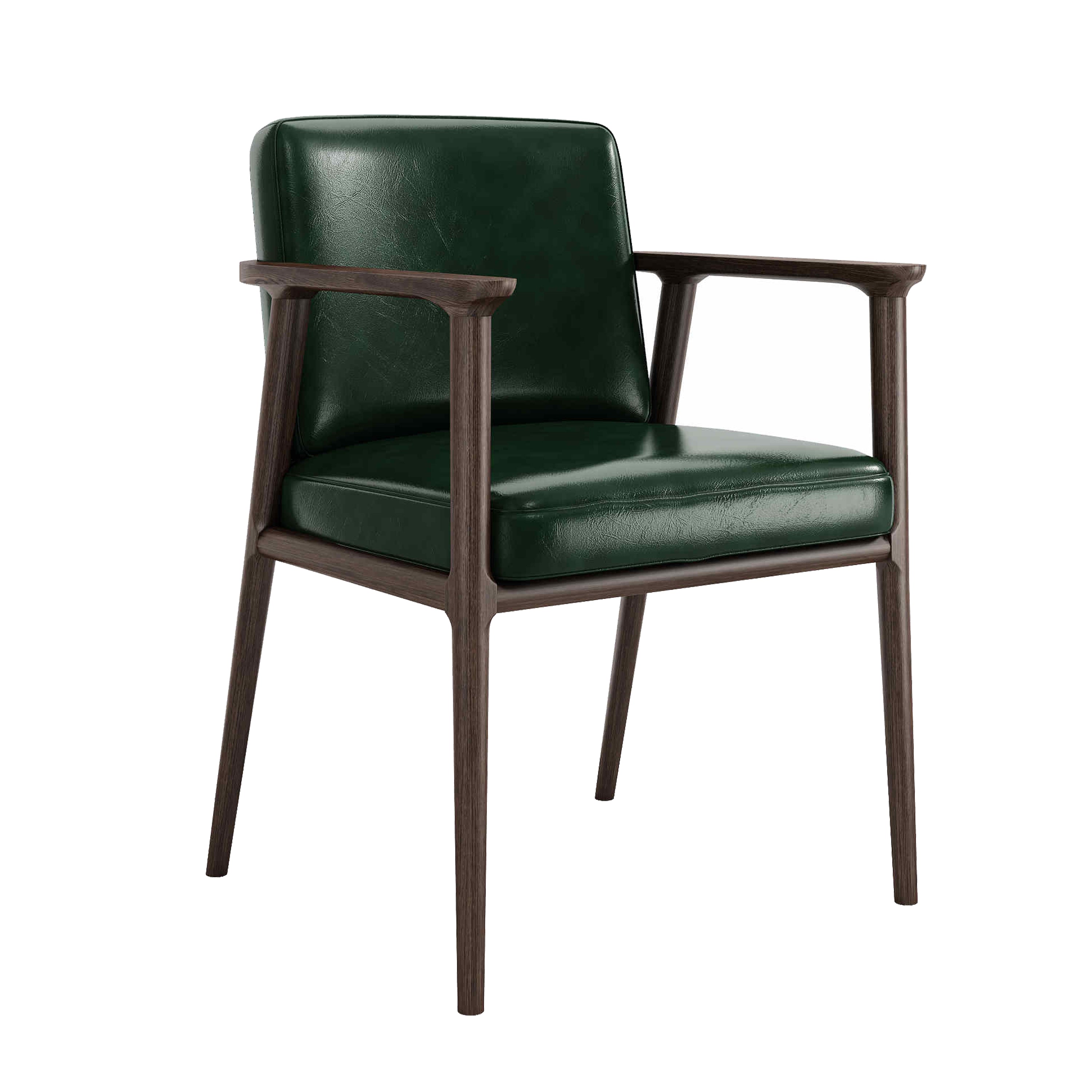 Traditional Solid Back Dining Armchair Upholstered Arm Chairs with Wood Legs