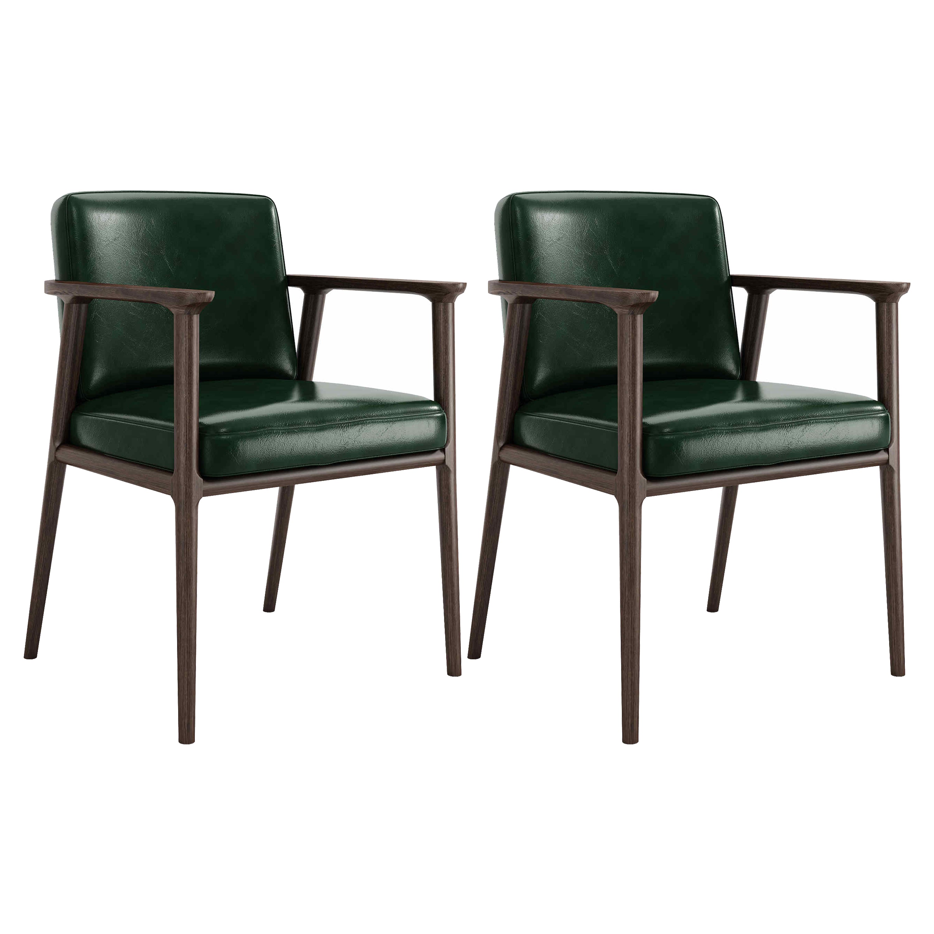Traditional Solid Back Dining Armchair Upholstered Arm Chairs with Wood Legs