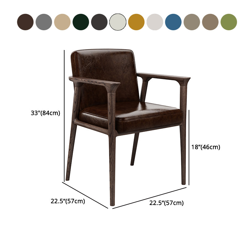 Traditional Solid Back Dining Armchair Upholstered Arm Chairs with Wood Legs
