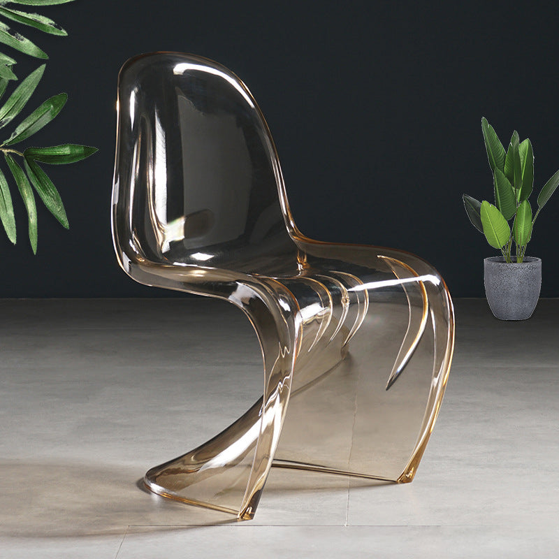 Scandinavian Style Plastic Chairs Set Dining Room Solid Back Side Chair