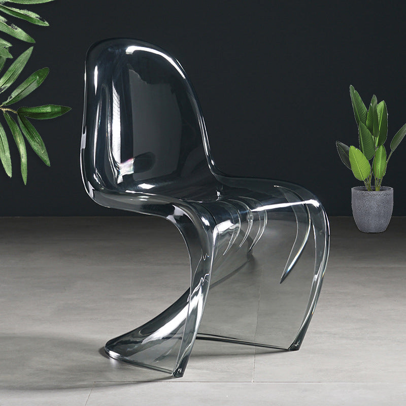 Scandinavian Style Plastic Chairs Set Dining Room Solid Back Side Chair