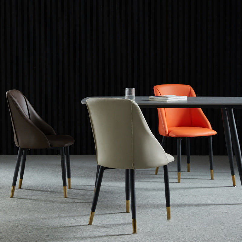 Scandinavian Pu Leather Restaurant zijstoel Matte Finish Parsons Dining Chair (set van 4)