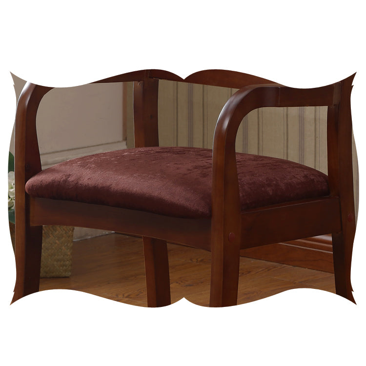 Fauteuil de salle à manger avec dossier en bois, chaise simple traditionnelle avec bras en bois d'hévéa