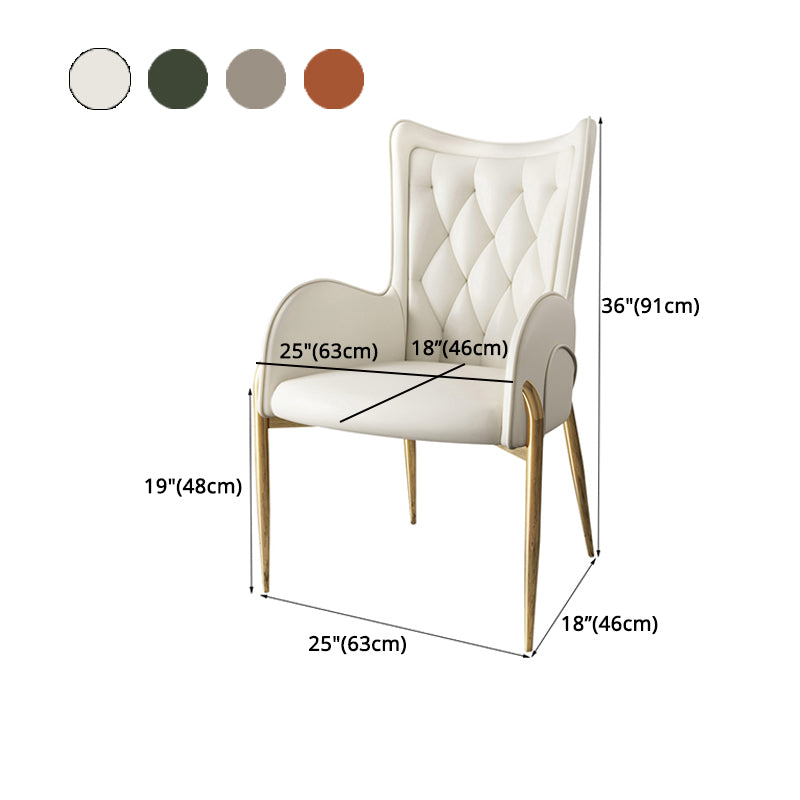 Nordic Metal Dining Room Chair Upholstered Linen Fabric Arm Single Chair for Restaurant