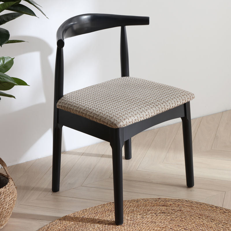 Silla lateral escandinava para el hogar, silla de comedor tapizada de madera con respaldo abierto