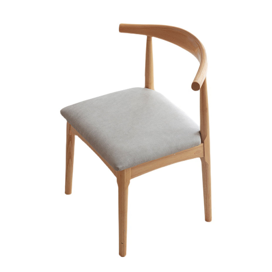 Silla lateral escandinava para el hogar, silla de comedor tapizada de madera con respaldo abierto