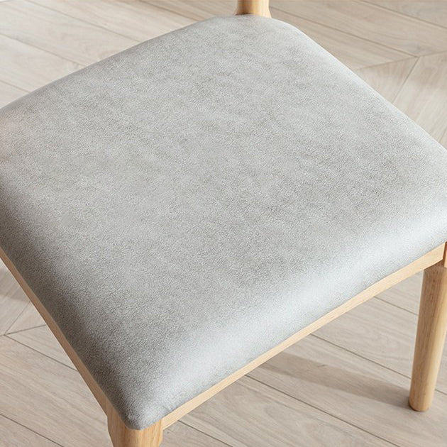 Silla lateral escandinava para el hogar, silla de comedor tapizada de madera con respaldo abierto
