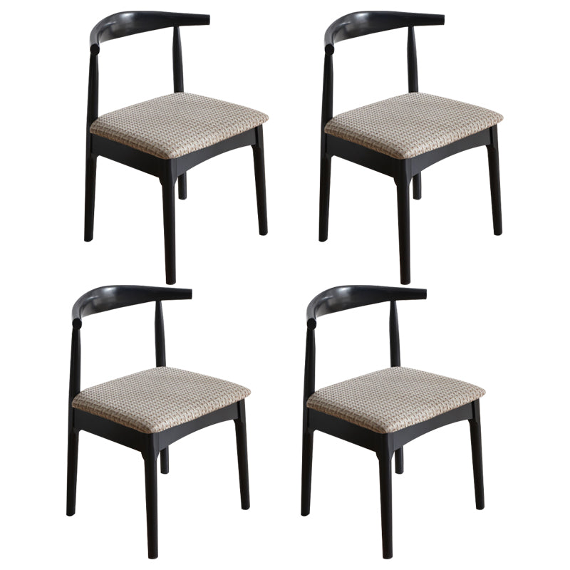 Silla lateral escandinava para el hogar, silla de comedor tapizada de madera con respaldo abierto