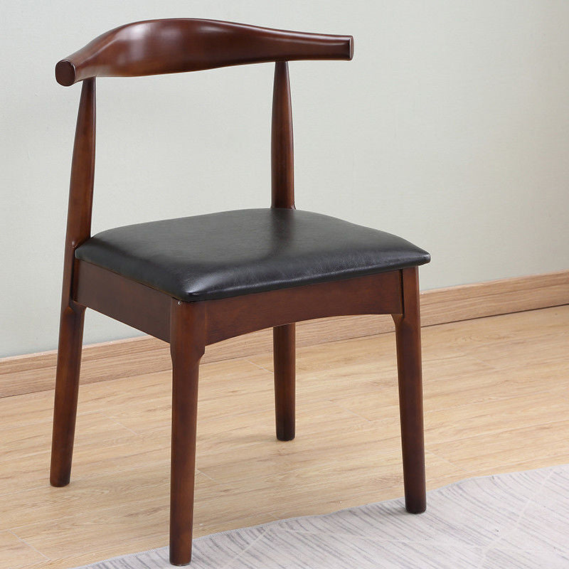 Silla lateral escandinava para el hogar, silla de comedor tapizada de madera con respaldo abierto