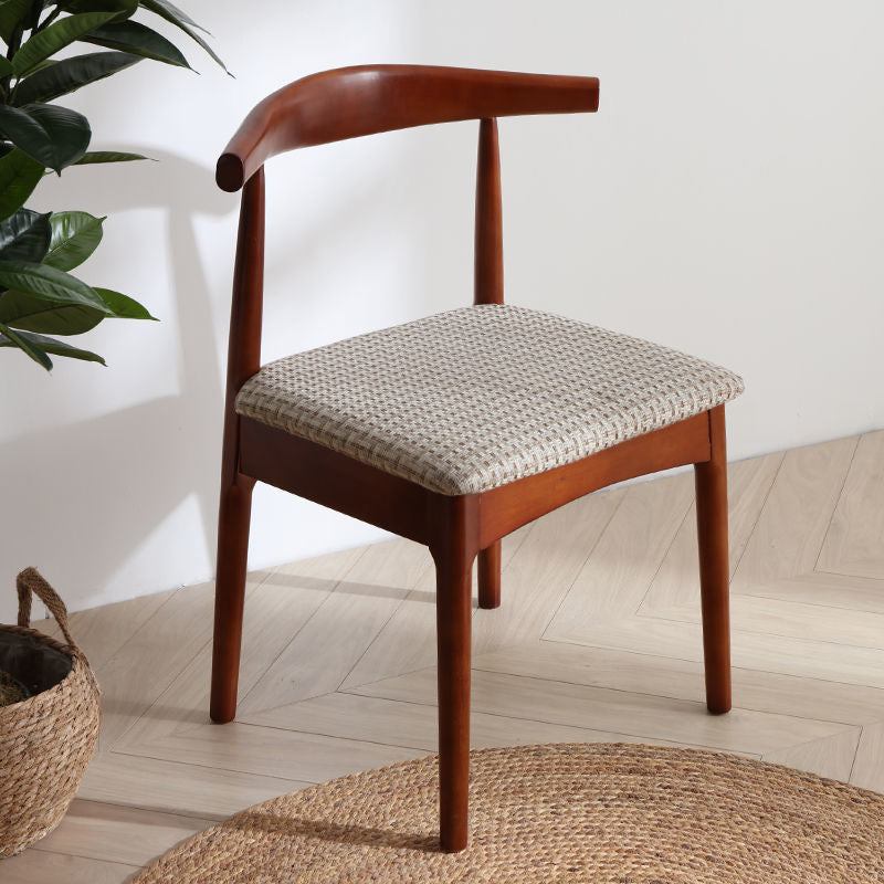 Silla lateral escandinava para el hogar, silla de comedor tapizada de madera con respaldo abierto