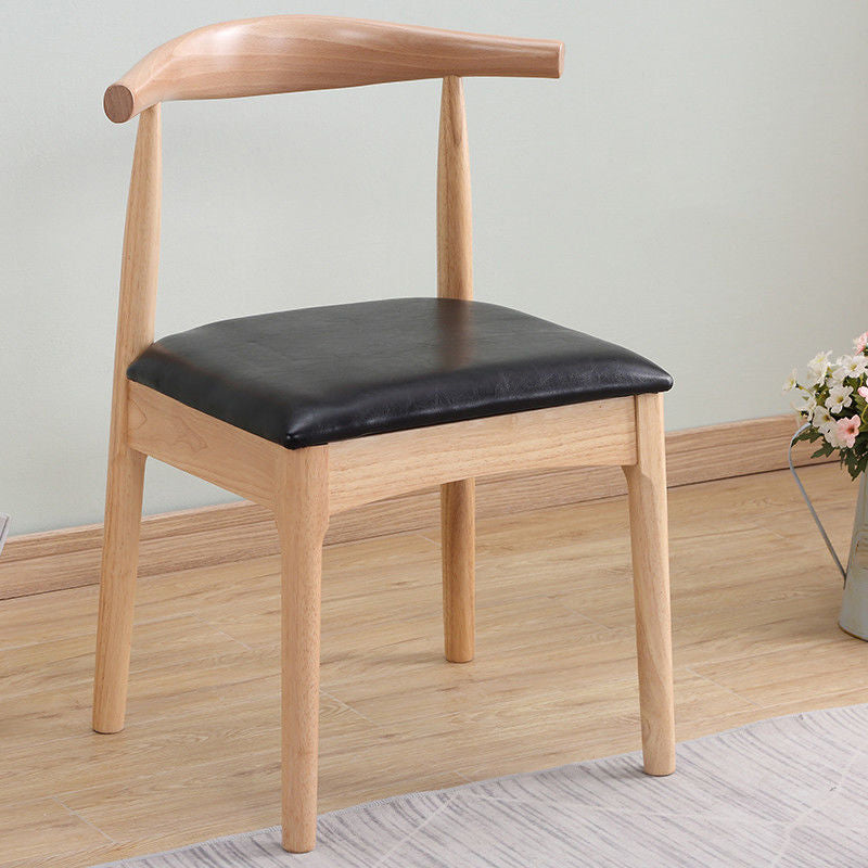 Silla lateral escandinava para el hogar, silla de comedor tapizada de madera con respaldo abierto