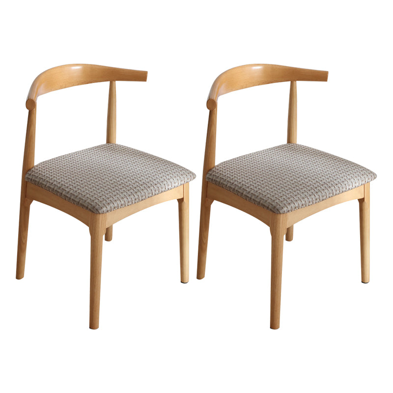Silla lateral escandinava para el hogar, silla de comedor tapizada de madera con respaldo abierto
