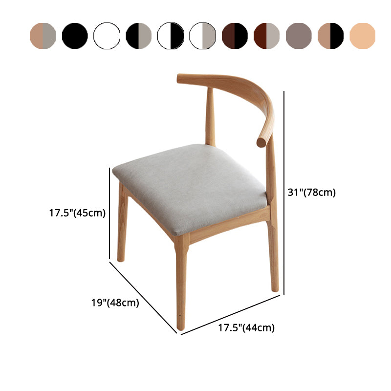 Silla lateral escandinava para el hogar, silla de comedor tapizada de madera con respaldo abierto