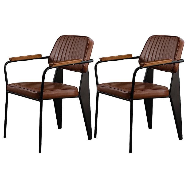Les chaises de salle à manger en cuir de style industriel ouvrent les chaises latérales de salle à manger tapissées par dos