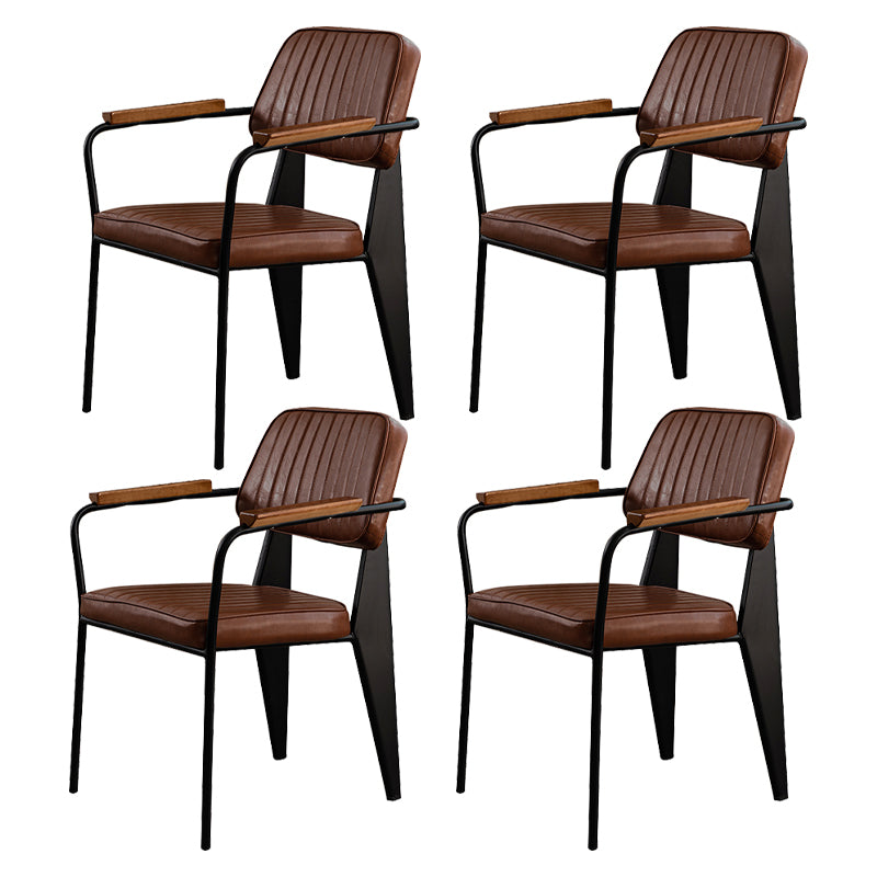 Les chaises de salle à manger en cuir de style industriel ouvrent les chaises latérales de salle à manger tapissées par dos