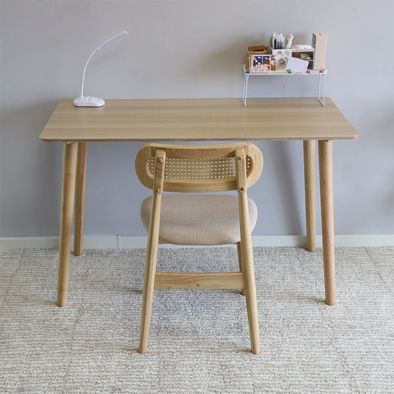 Gestoffeerde armloze eetkamerstoelen rattan zijstoelen met houten benen (set van 2)