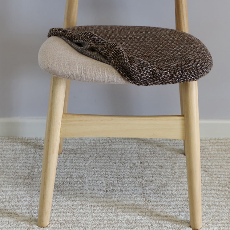Gestoffeerde armloze eetkamerstoelen rattan zijstoelen met houten benen (set van 2)